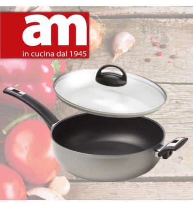 Tegame Antiaderente cm.28 con Coperchio in Vetro - Prestige
