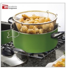 Casseruola con cestello e coperchio in vetro cm.24